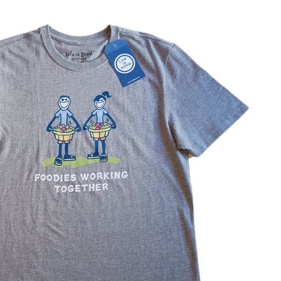 Life Is Good Foodies Working Together Mens Medium T Shirt Gray Short Sleeve - Picture 6 of 8